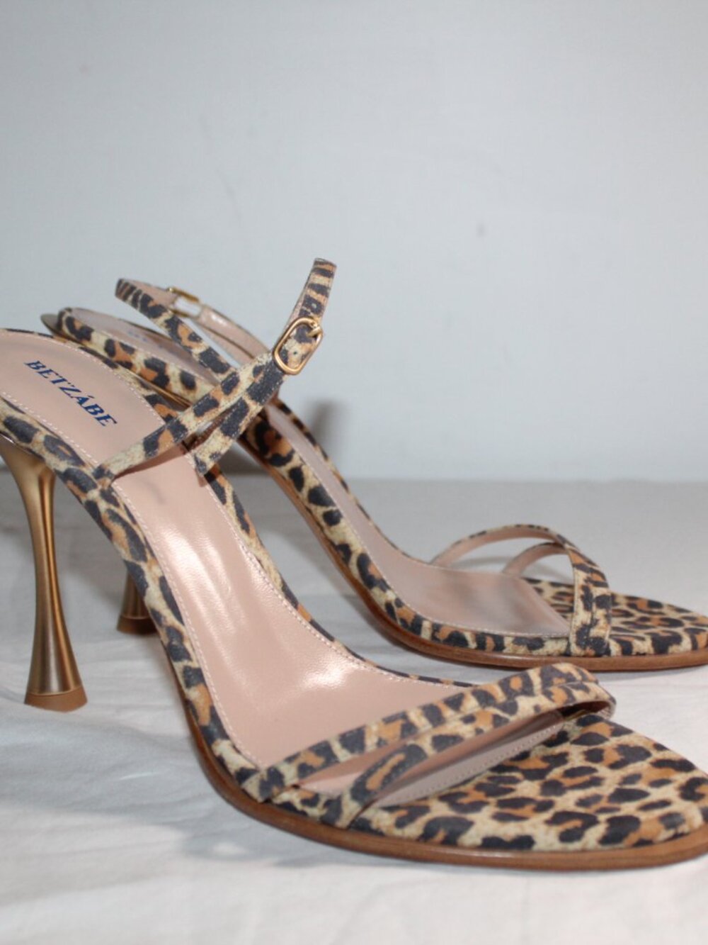 NEW BETZABE BETZÁBE Bianca Slingback Suede Leather Leopard Sandals Heels